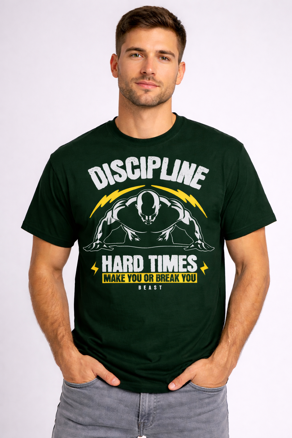 Men's Discipline Gym Motivation Classic Crew T-Shirt