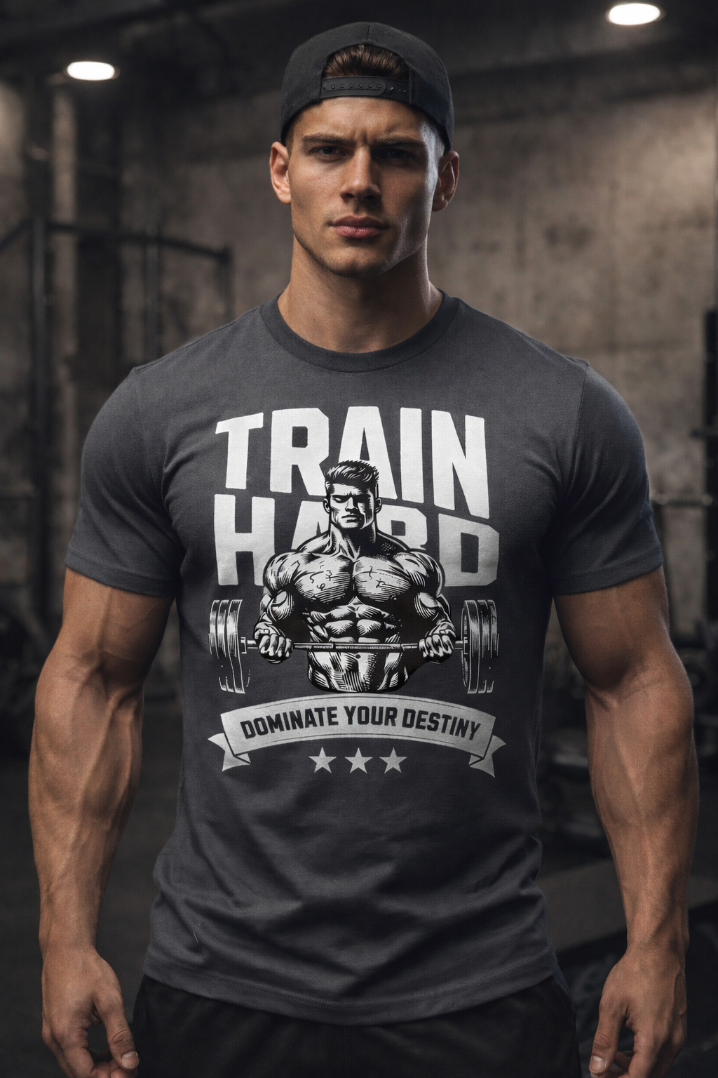 Men's Train Hard GYM Motivation Classic Crew T-Shirt