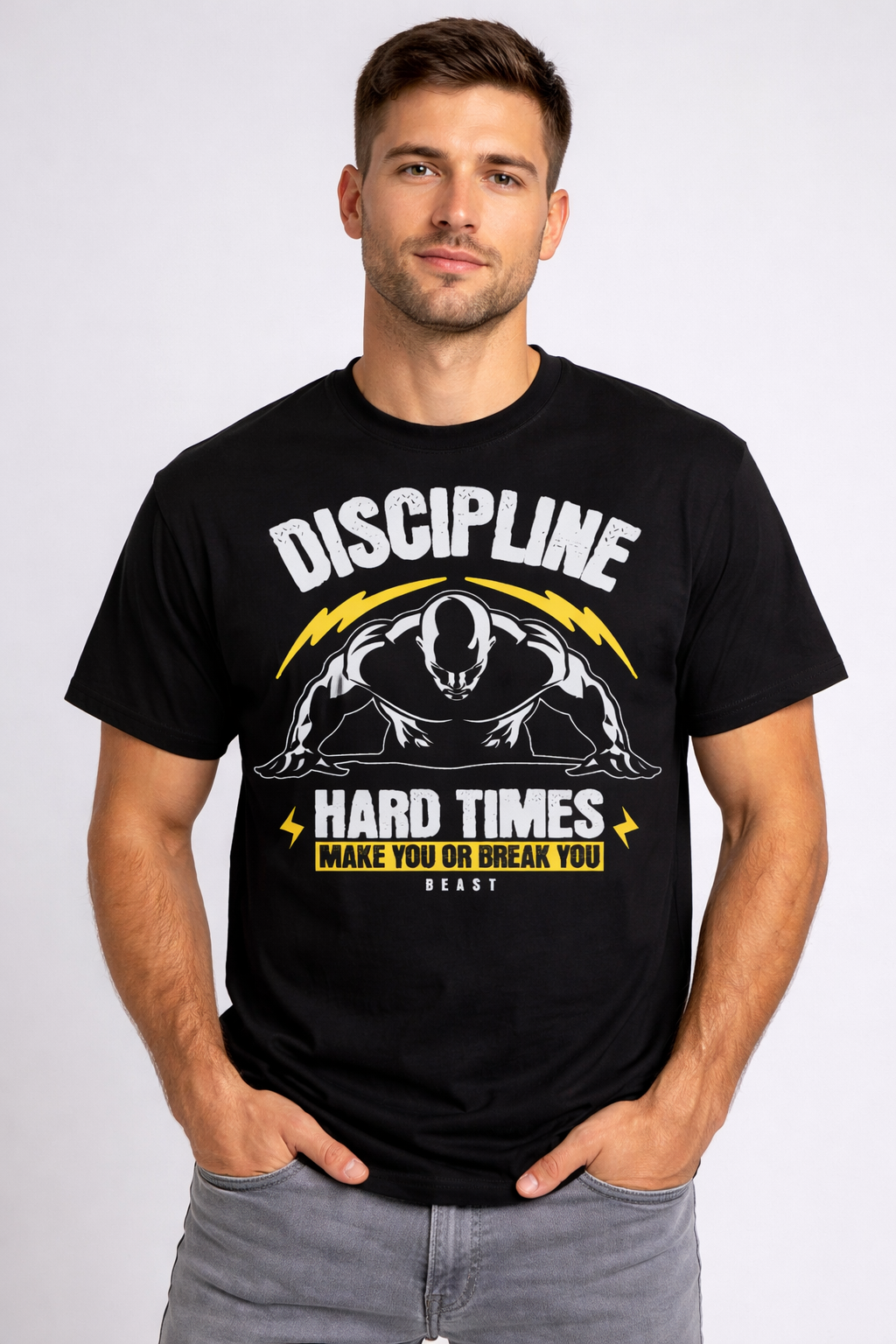Men's Discipline Gym Motivation Classic Crew T-Shirt